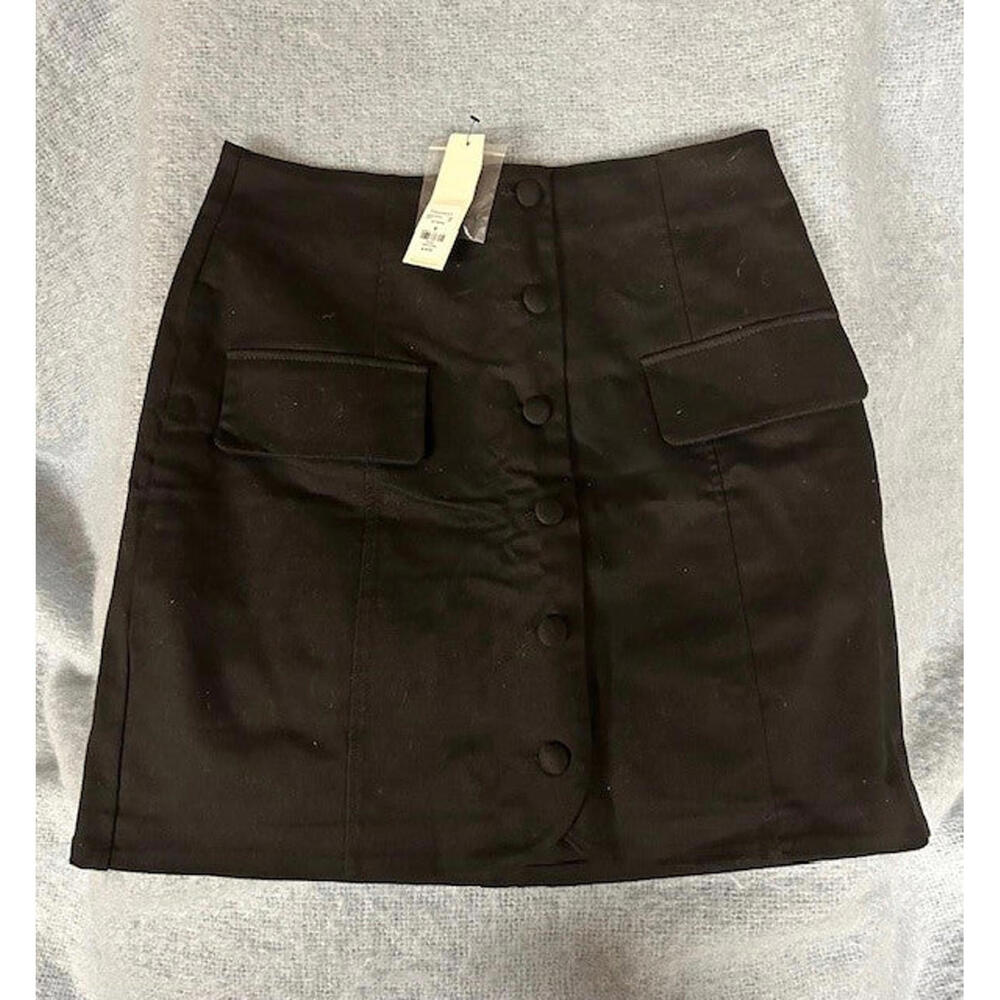 Size M – Alya Black Button Front Skirt | NWT